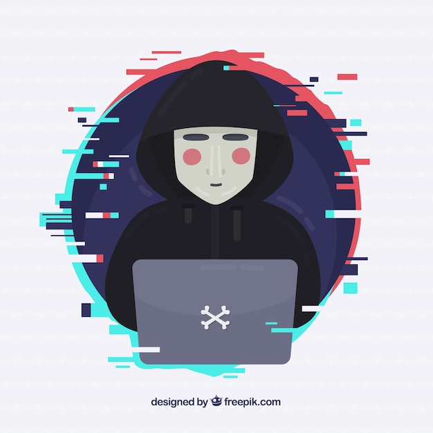 Vector anonymous hacker with flat design