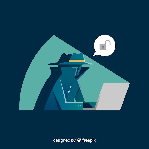 Vector anonymous hacker with flat design