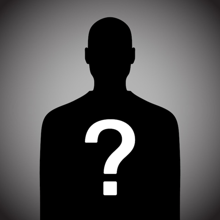 Vector anonymous man black silhouette with question mark incognito male person vector illustration
