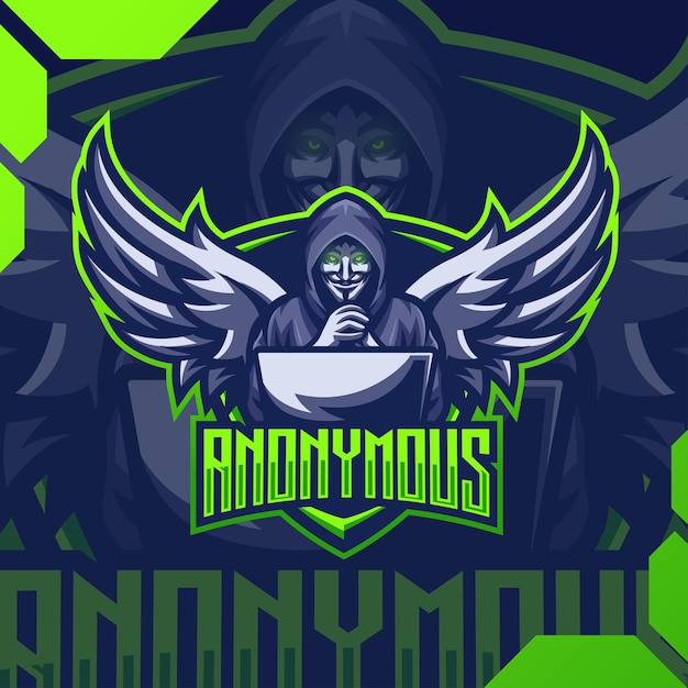 Anonymous mascot logo esport design premium vector