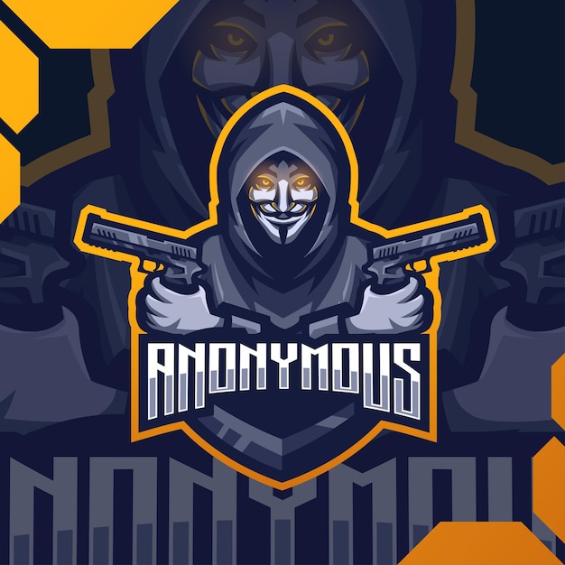 Anonymous mascot logo esport design Premium Vector