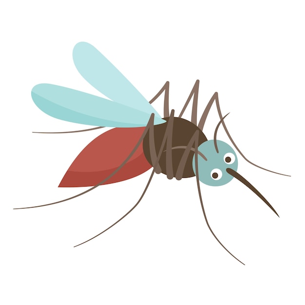 Комар Anopheles пьет кровь Вирусный инфекционный источник заболеваний Опасное насекомое-переносчик паразитов Болезнетворное существо Векторная иллюстрация
