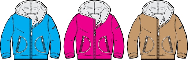 Anorak for fashion Flat Sketch Technical Drawing Vector Illustration Template