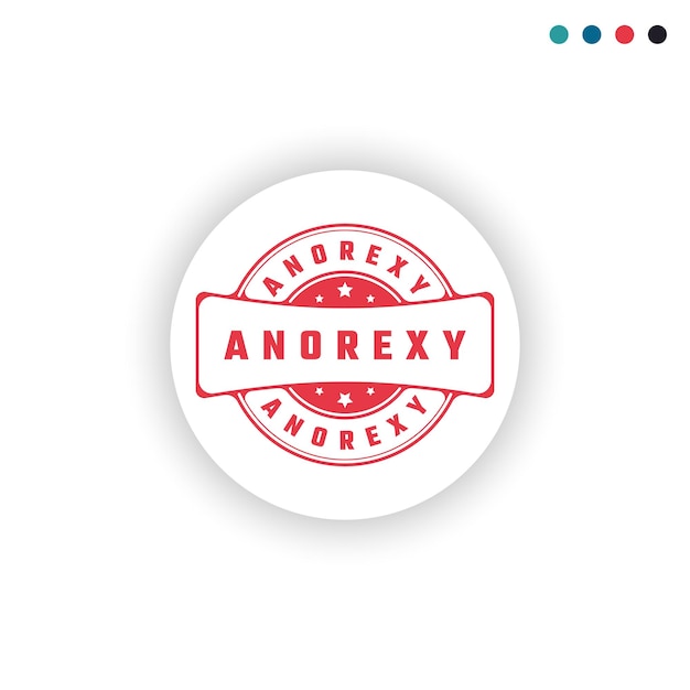 Vector anorexy sticker teken of stempel ronde label op witte achtergrond