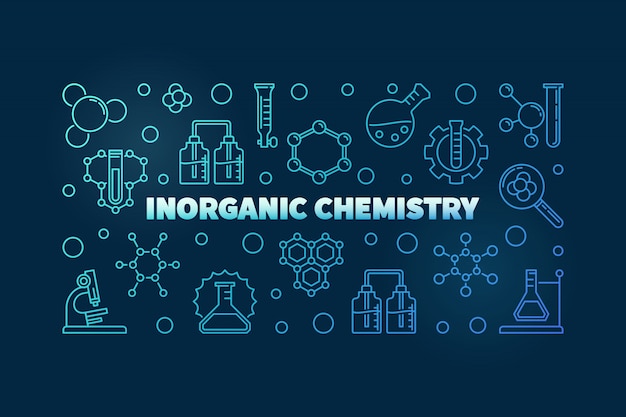 Anorganische chemie blauwe concept schets illustratie