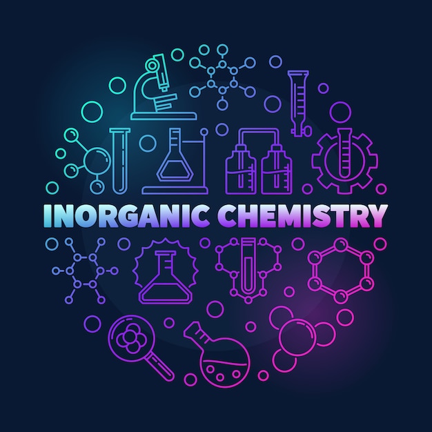 Anorganische chemie kleurrijke ronde lineaire pictogram illustratie