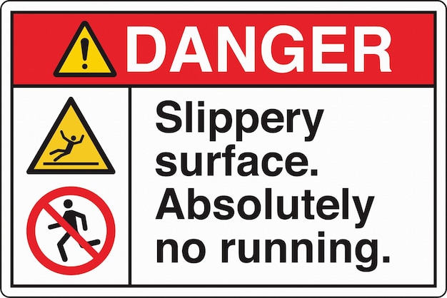 ansi z535 safety sign marking label two symbol pictogram standards danger fall hazard slippery surfa