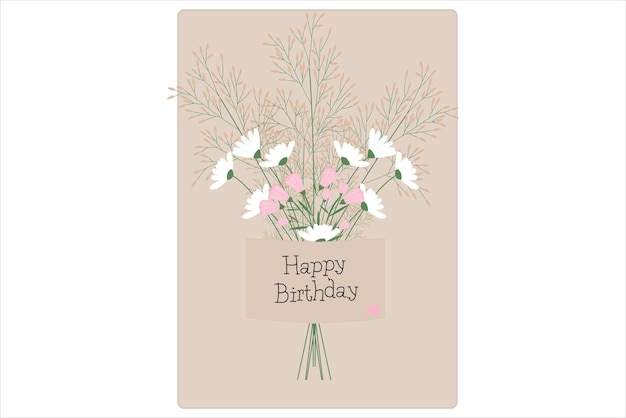 Ansichtkaart Happy Birthday Boeket wilde bloemen Weidebloemen Variety Cartoon