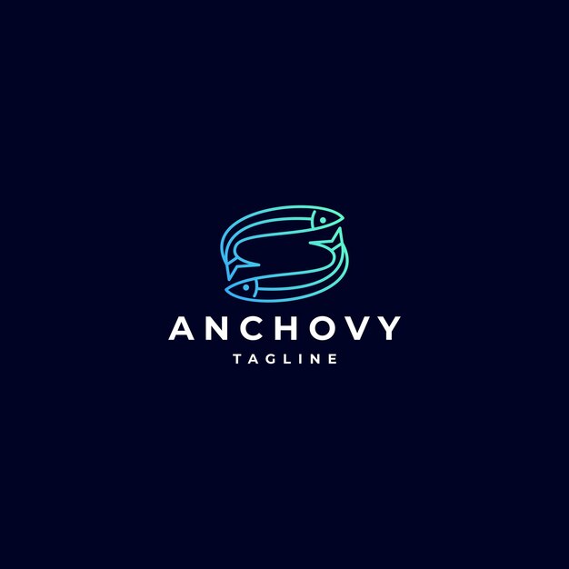 Ansjovis logo ontwerp icoon vector