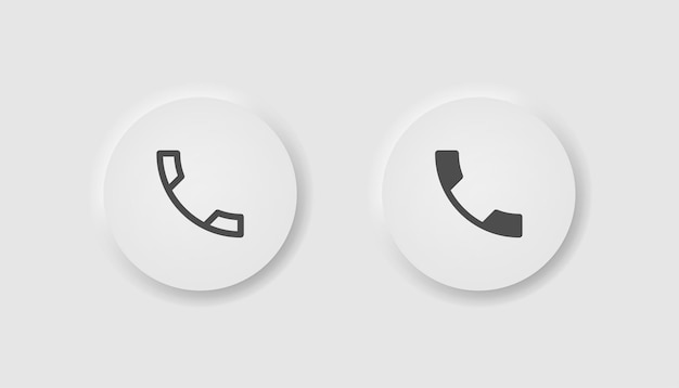 ベクトル ニューモーフィズム スタイルの応答ボタンと辞退ボタン ビジネス ホワイト ui ux コール シンボルのアイコン コール アウト ハングアップ リング 携帯電話を受け入れる ニューモーフィック スタイル ベクトル図