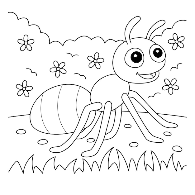 아이들을 위한 개미 동물 색칠 공부 페이지