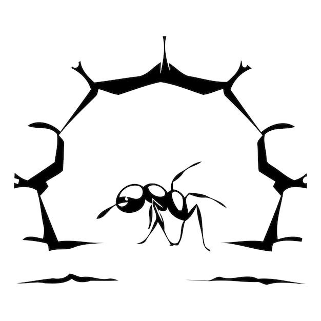 Ant on the beach Ant in the sand Vector illustration