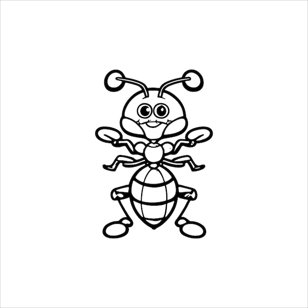 Ant cartoon kleurpagina illustratie vector voor kinderen kleurboek