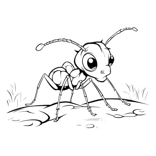 Vector ant coloring page drawing for kids