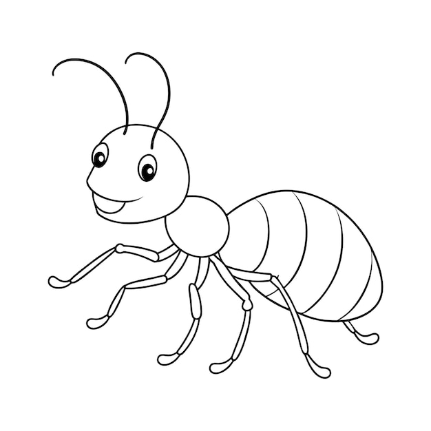 Ant illustration coloring page for kids