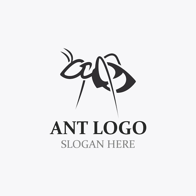 Ant logo design silhouette isolated animal ants on background design template vector