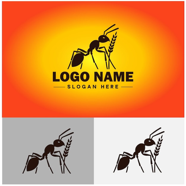 Ant logo insects icon company brand business ant logo template editable vector