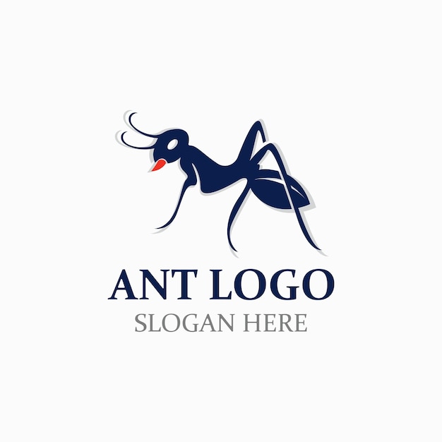 Vector ant logo ontwerp silhouet geïsoleerde dierlijke mieren op achtergrond ontwerp sjabloon vector