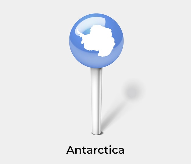 Antarctica push pin for map vector illustration