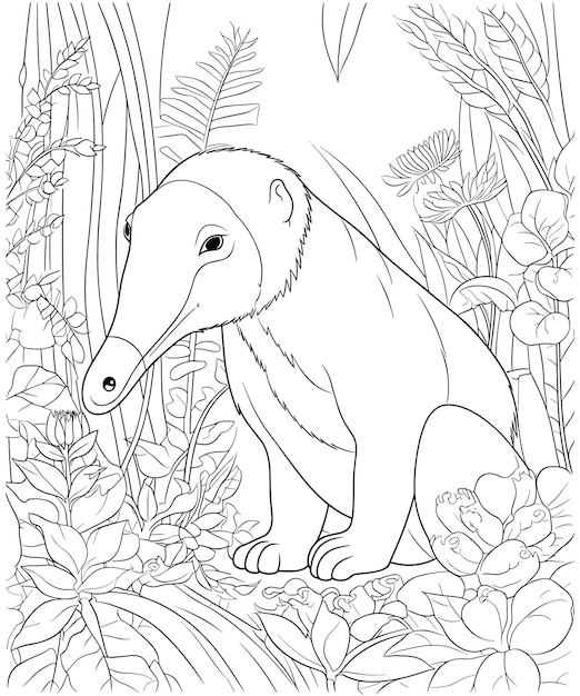 Anteater coloring Page for adults vector illustration