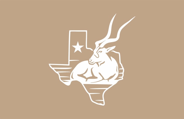 Antelope addax con design del logo vettoriale minimo della linea texas