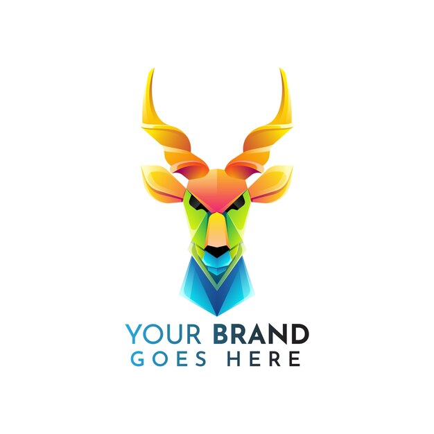 Vector antelope animal flat logo template