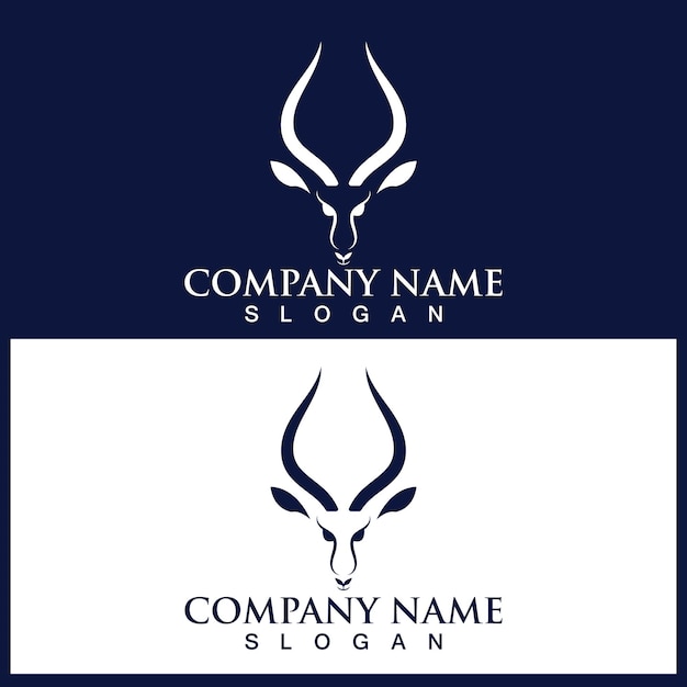 Antelope head logo and vector template