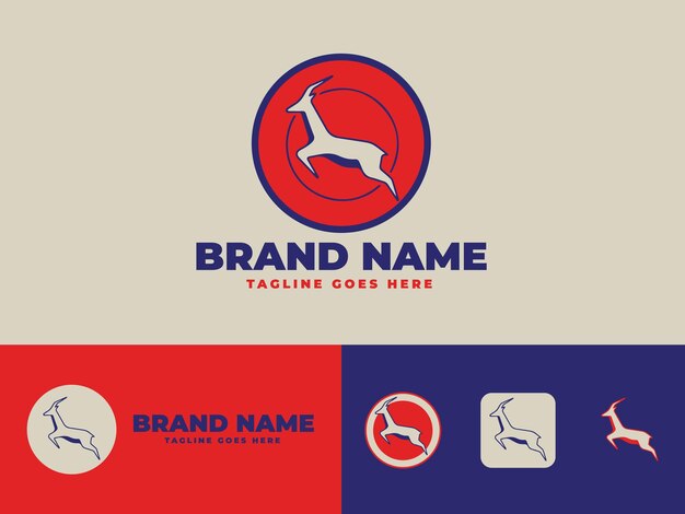 Vector antelope logo design for branding and business red and blue color