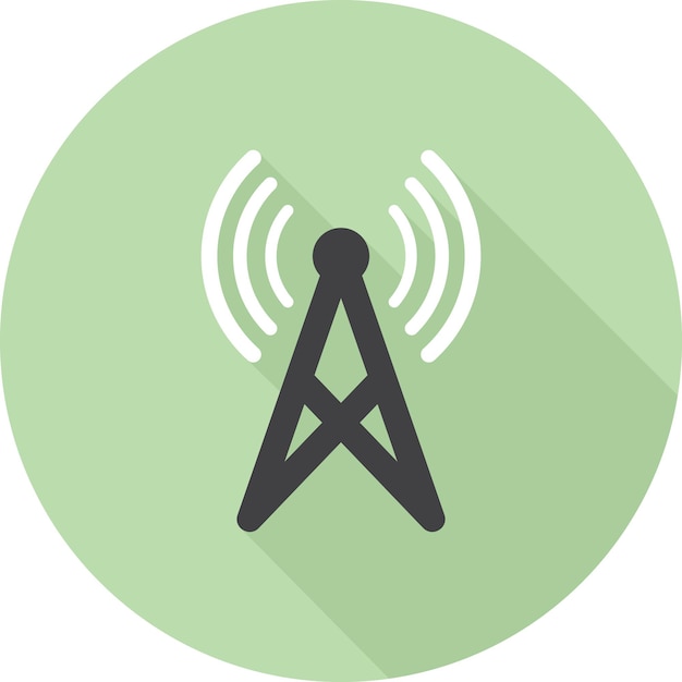 Antenna icon with long shadow on green background flat design style