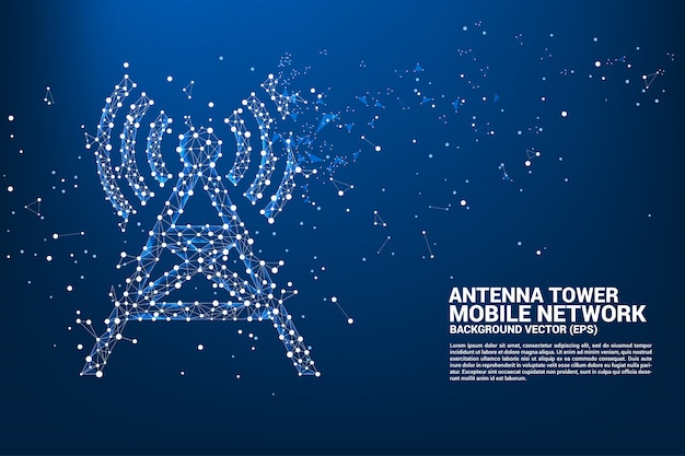 Антенна башня значок многоугольника от точки и линии связи.