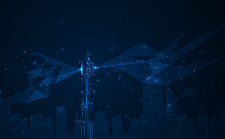 Vector antenna transmission communication tower background concept