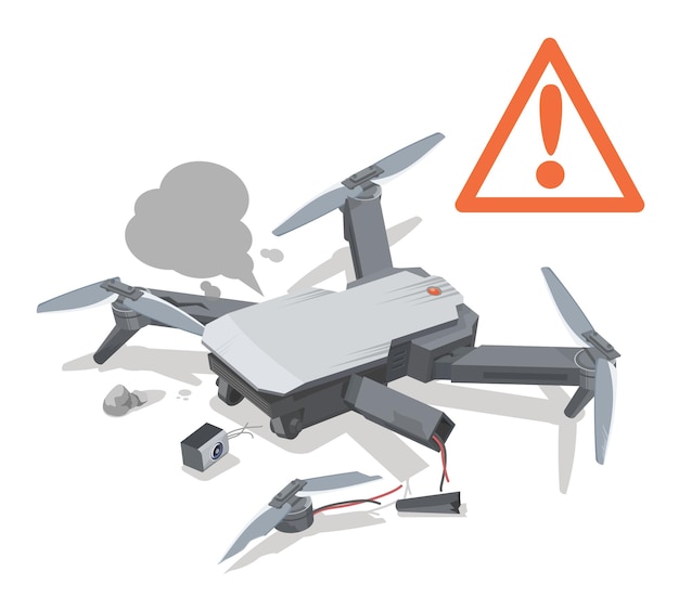 Antenne Digitale GPS mislukt Drone Pas op Ongeval val crash probleem verzekering concept illustratie