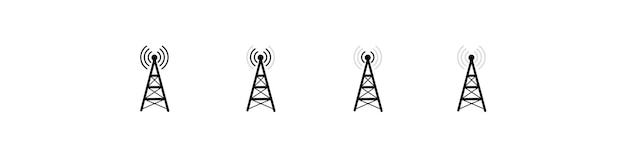 Antenne Toren Icoon Communicatie Antenne Toren Set Antenne Toren Icoon Radio Vector Illustratie EPS