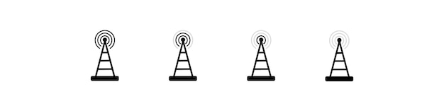 Antenne Toren Icoon Communicatie Antenne Toren Set Antenne Toren Icoon Radio Vector Illustratie EPS