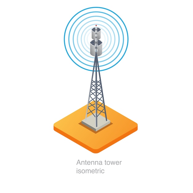 Antenne toren isometrische 3d-pictogram