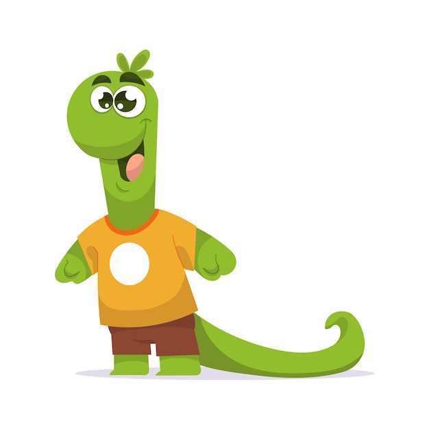 anthropomorphic lizard with smile on face