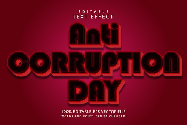 Anti corruption day editable text effect 3 dimension emboss modern style