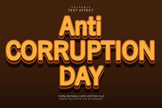 Anti corruption day editable text effect 3 dimension emboss modern style