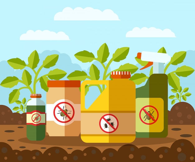 Anti-insect, Pesticiden Flessen Vector Illustratie