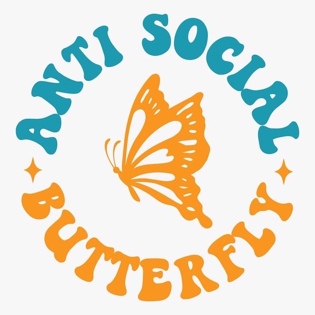 Vector anti social butterfly retro t shirt