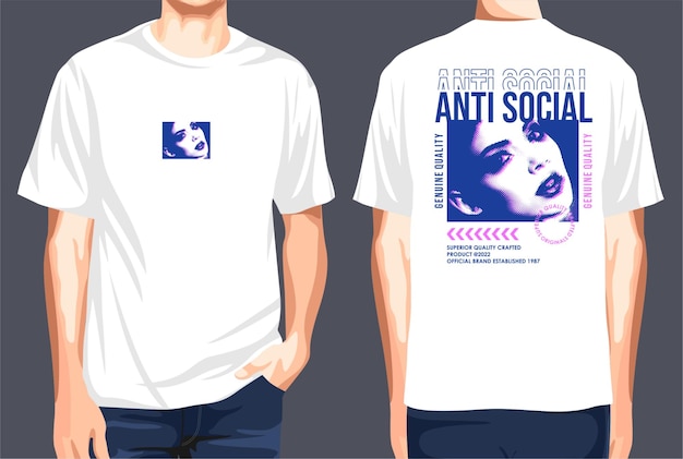 Vector anti social graphic tshirts and mockups