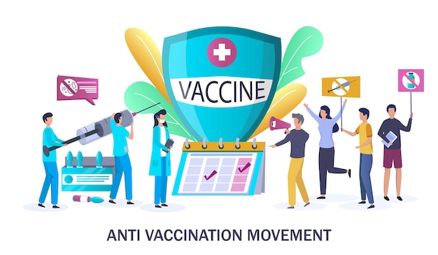 Anti vaccination movement vector concept for web banner website page