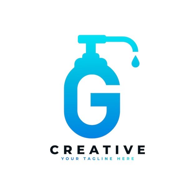 Antibacterial Hand Sanitizer Logo Initial Letter G with Hand Sanitizer Logo