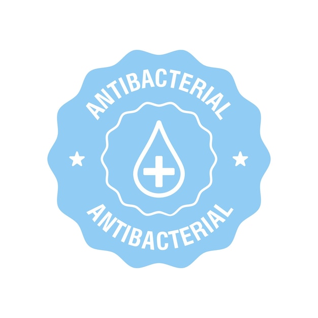 Антибактериальная этикетка векторные значки с чистой каплей с крестом для дизайна упаковки антибактериальная векторная наклейка
