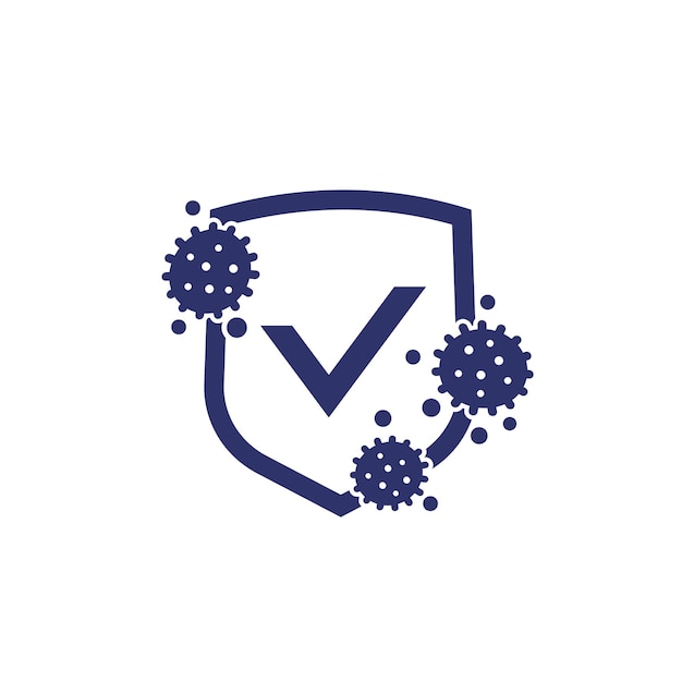 Antibacterial protection icon shield and virus