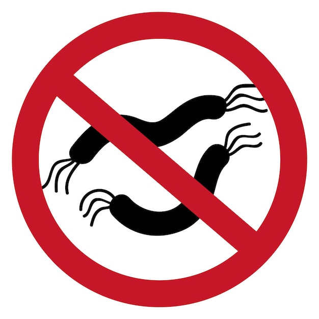 Antibacterial sign No germs icon Red forbidden symbol