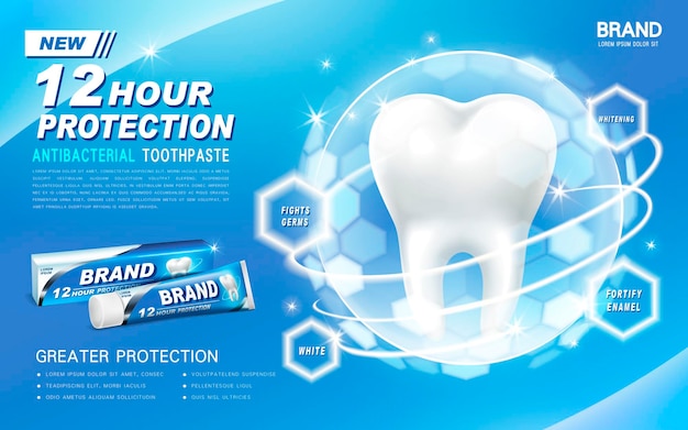 Vector antibacterial toothpaste ad