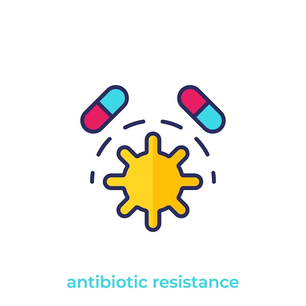 Antibiotic resistance vector icon on white