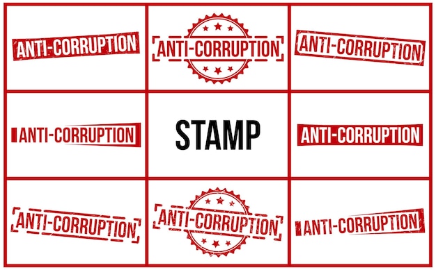 Vector anticorruption stamp red rubber stamp on white background anticorruption red rubber stamp set