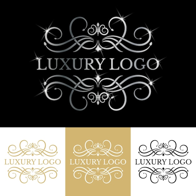 Vector antiek retro luxe victoriaans kalligrafisch logo met sierlijst